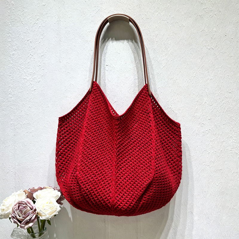Fashion Solid Color Hand-Woven Beach Handbag 6W10BBG1781
