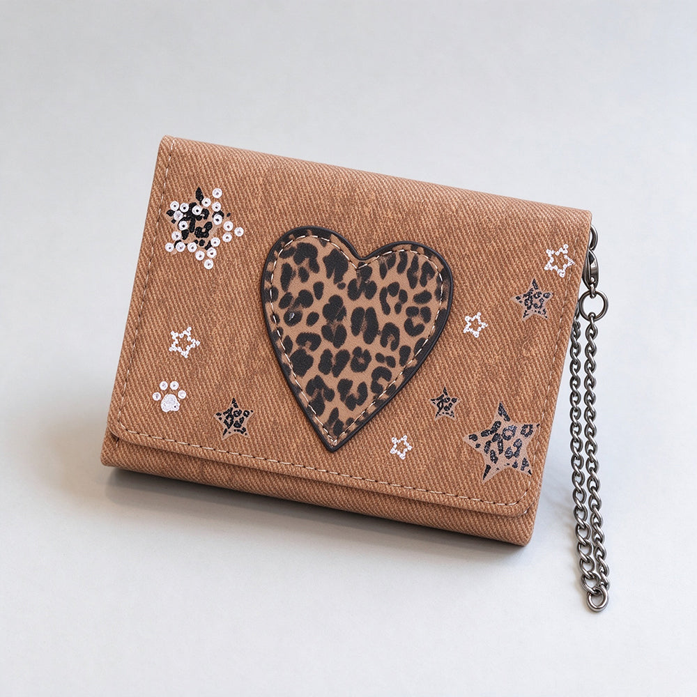 Leopard Print Heart Wallet - DippedShop Wholesale - #5699