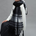 Winter Plaid Cashmere-Feel Tassel Knit Scarf 6W6NSC64