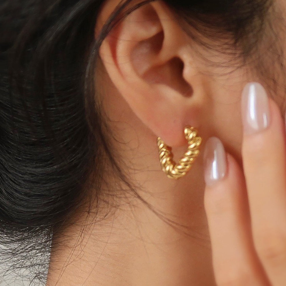 Twisted Rope Heart Hoop Earrings - DippedShop Wholesale - #1091