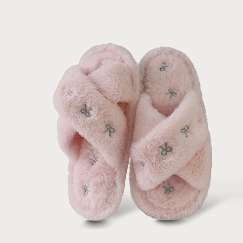 Fluffy Bowknot Indoor Slippers - DippedShop Wholesale - #4723