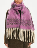 Vintage Jacquard Cashmere-Feel Tassel Shawl Scarf 6W6NSC121