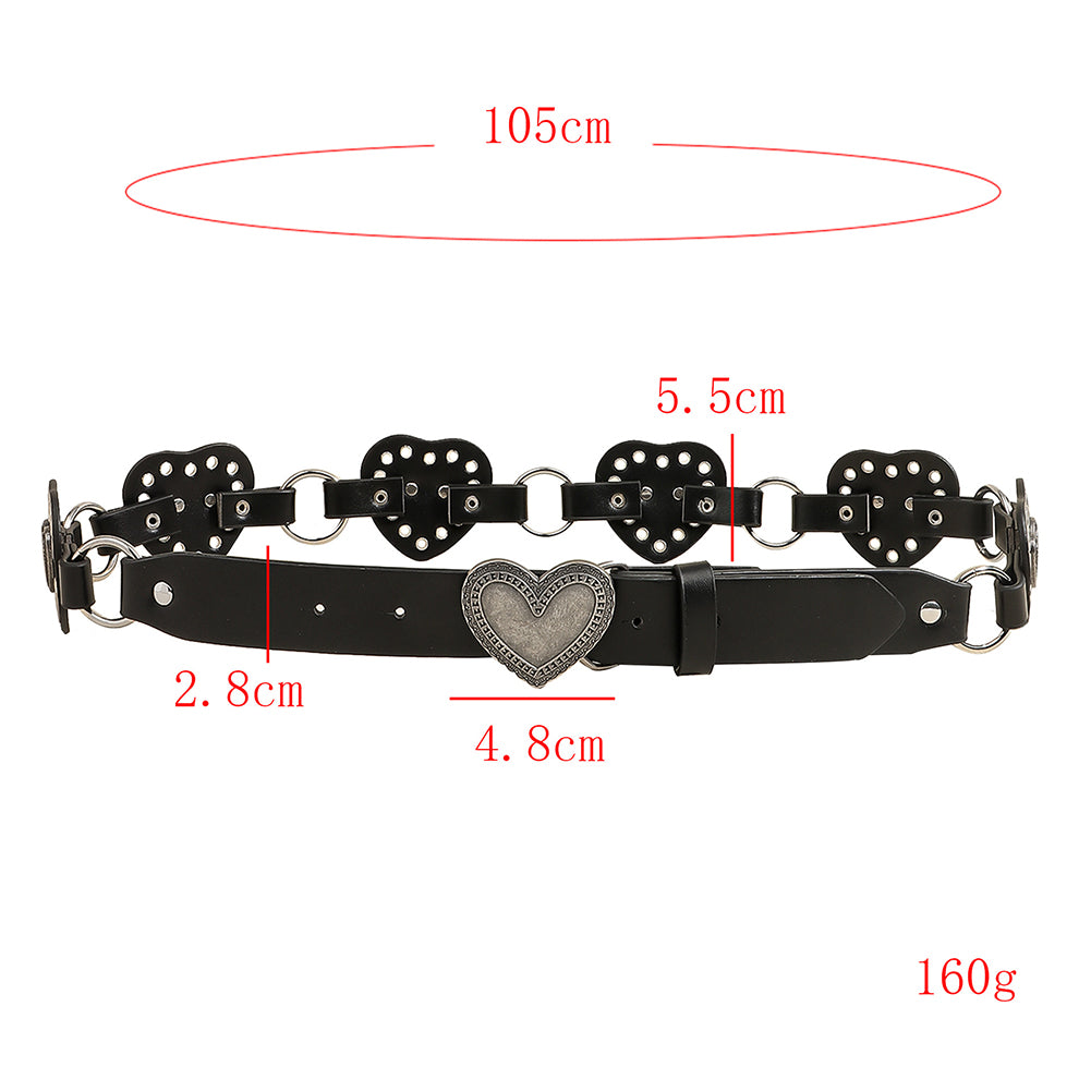 Vintage Metal Heart Wide Leather Waist Belt 6W6JBT211