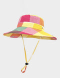 Dopamine Style Colorful Plaid Wide Brim Bucket Hat 6W6HAT601