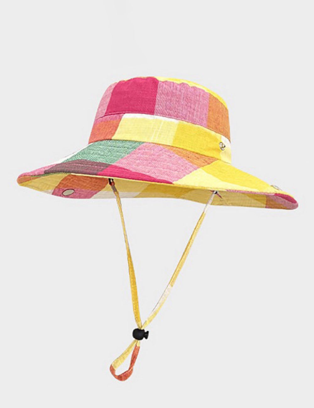 Dopamine Style Colorful Plaid Wide Brim Bucket Hat 6W6HAT601