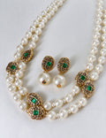 Vintage Double Layer Rhinestone Geometry Pearl Necklace 6W6JNC951