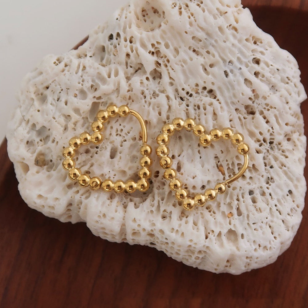 Beaded Heart Hoop Earrings - DippedShop Wholesale - #9507