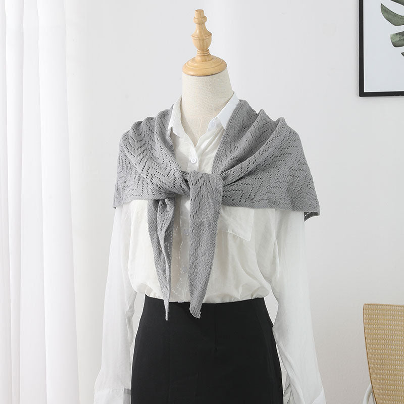 Fashion Hollow Out Knit Triangle Shawl Wrap 6W6NSC47