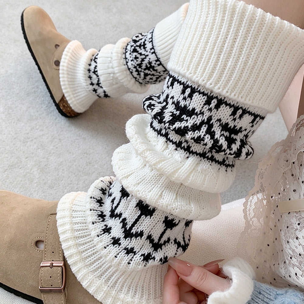 Floral Jacquard Rib Knit Stockings - DippedShop Wholesale - #0483