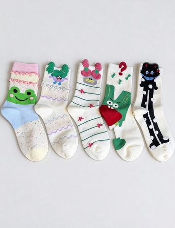 Frog Pattern Ruffled Socks - DippedShop Wholesale - #7155