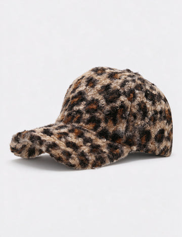 Vintage Fuzzy Plush Leopard Print Baseball Cap 6W6HAT927