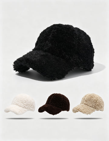 Winter Solid Color Fuzzy Plush Baseball Cap 6W6HAT801