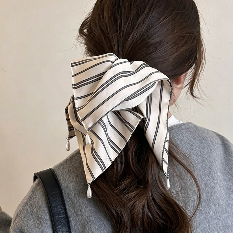 Minimalist Striped Pearl Square Hair Scrunchies MK2BW6W6HSR65