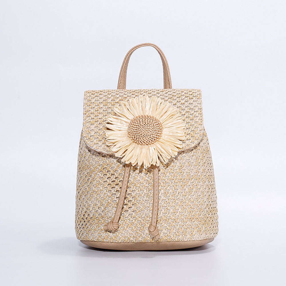 Trendy Straw Woven Sunflower Backpack 6S10BBG1434