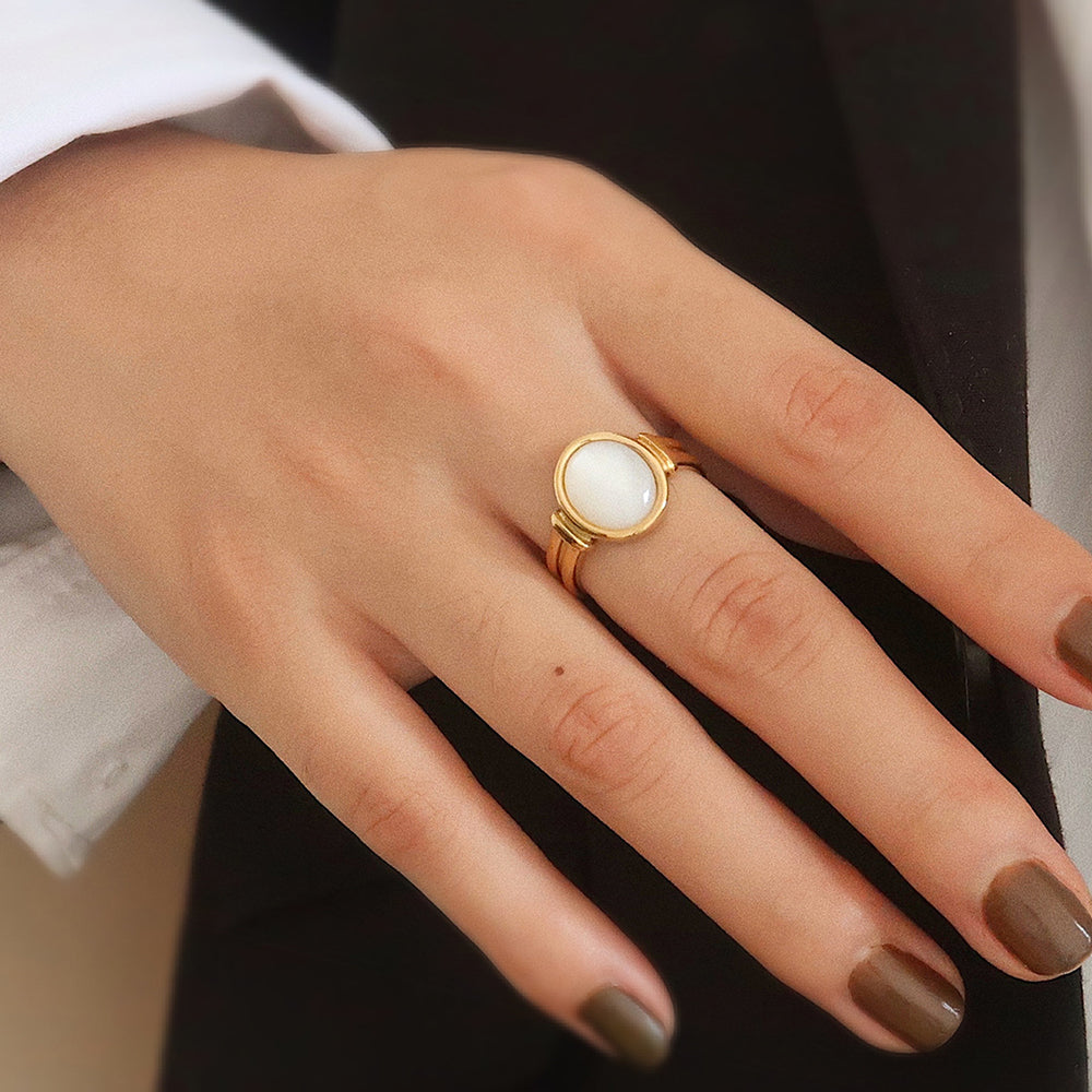 Oval Gemstone Statement Ring - DippedShop Wholesale - #5539