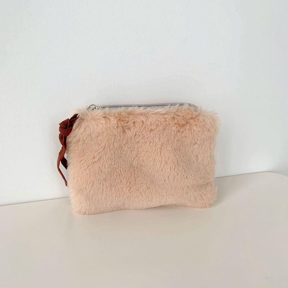 Fluffy Plush Color Block Mini Coin Purse 6W10BWB375