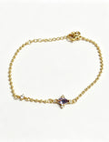 Simple Gold Plated Cubic Zirconia Chain Bracelet 6W6JBR356