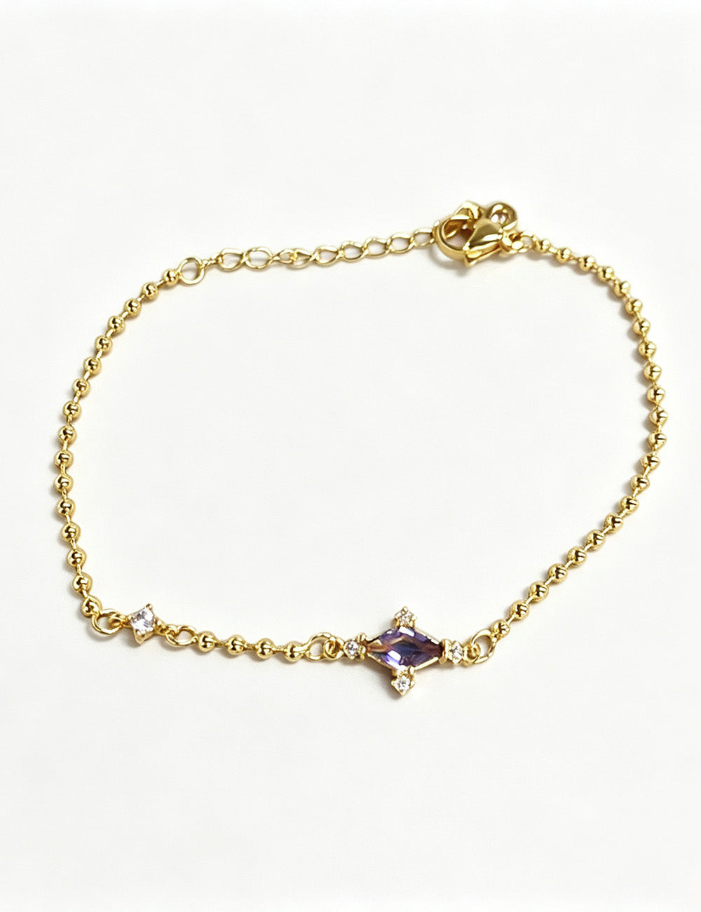 Simple Gold Plated Cubic Zirconia Chain Bracelet 6W6JBR356