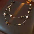 Stylish Double Layer Pearl Decor Necklace 6W6JNC958