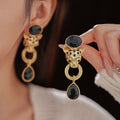 Vintage Rhinestone Gold Plated Tiger Head Drop Earrings 6W6JER821