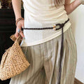 Vintage Knot Ring Tie Braided Rope Waist Belt 6W6JBT198