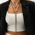 Geometric Pendant Leather Necklace - DippedShop Wholesale - #8787