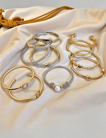 Elegant Gold Plated Rhinestones Hollow Open Bracelet 6W6JBR693