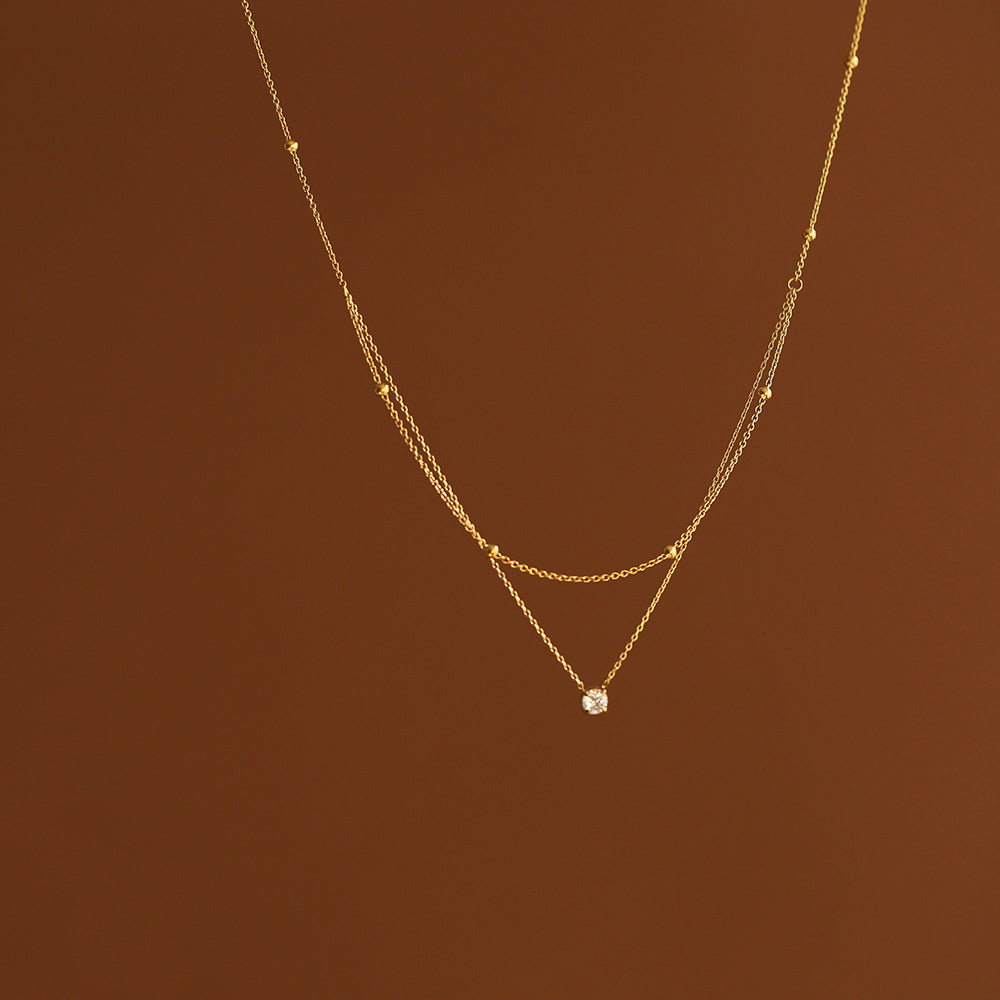 Fashion Double-Layer Rhinestone Choker Necklace 6W6JNC1074