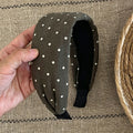 Vintage Coffee Polka Dots Padded Wide Headband 6W6HBD290