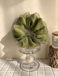 Green Double Layer Satin Mesh Hair Scrunchie  MK2BLW6W6HSR27
