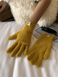 Winter Solid Color Touch Screen Plush Knit Gloves  6W6GLO74