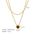 Vintage Double Layered Black Heart Pendant Necklace 6W6JNC1072