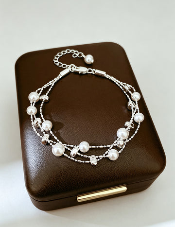 Elegant Multi Layer Pearl Chain Bracelet 6W6JBR699