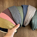 Simple Linen Plaid Soft Padded Wide Headband 6W6HBD374