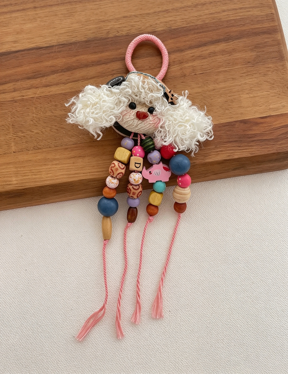 Colorful Hair Beaded Tassed Doll Bag Charm 6W10BBC427