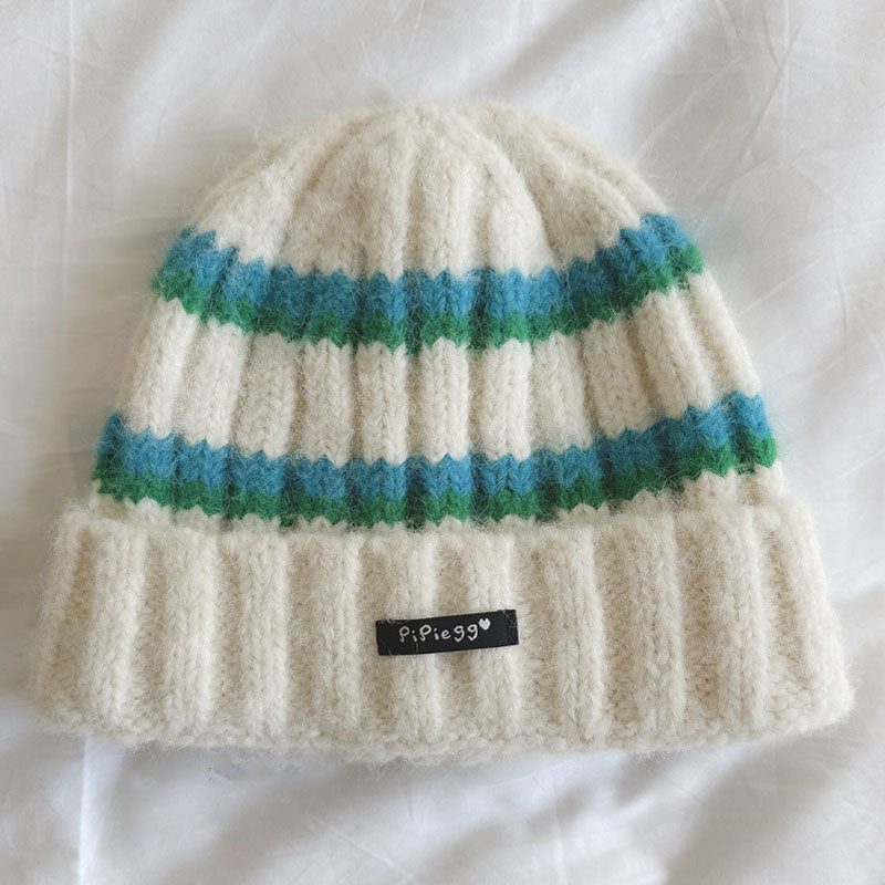 Trendy Color Contrast Striped Warm Beanie Hat 6W6HAT549