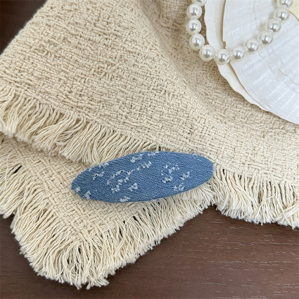 Simple Denim Frayed Hem No-Crease Hair Clip 6W6HCP1623