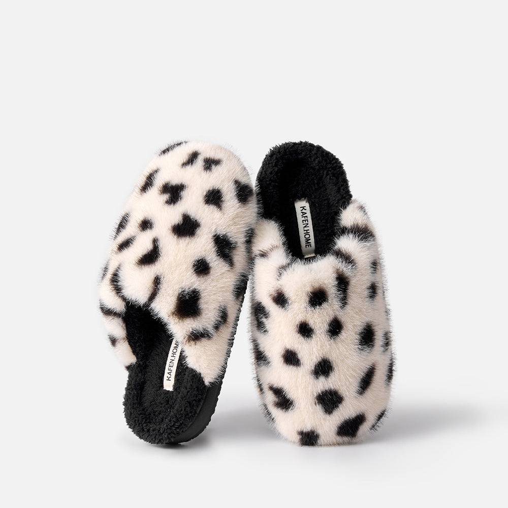 Fuzzy Plush Leopard Print Warm Indoor Slippers 6W8FSP284