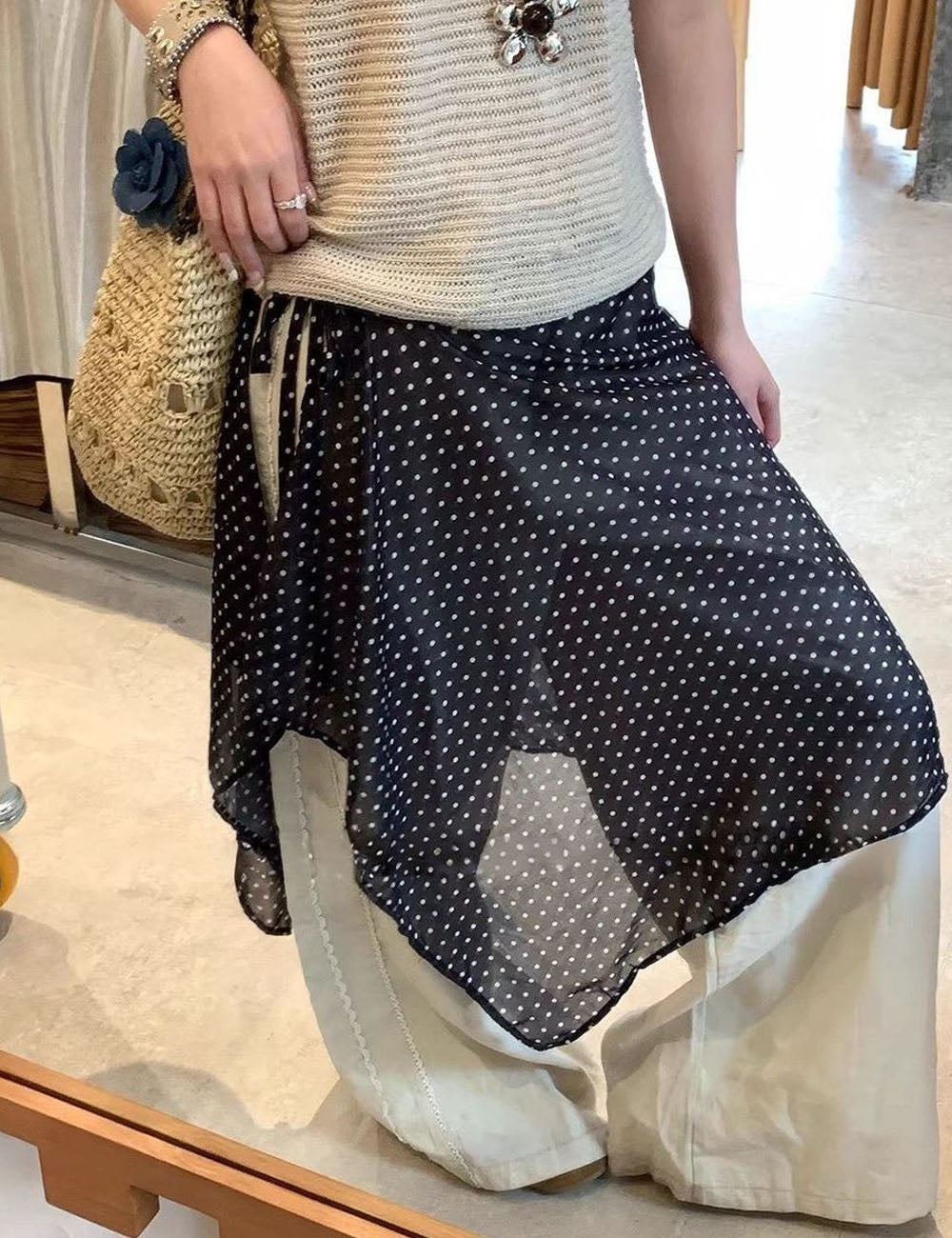 Layered Polka Dot Wrap Skirt - DippedShop Wholesale - #4723
