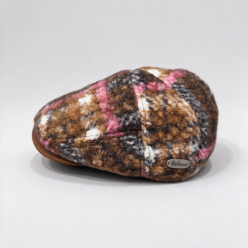 Plaid Fluffy Beret Hat - DippedShop Wholesale - #9395