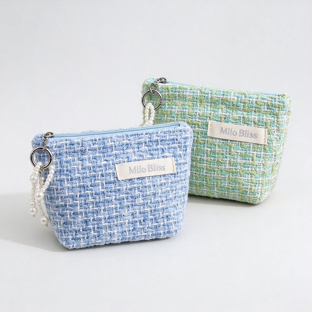 Tweed Cosmetic Bag - DippedShop Wholesale - #5859