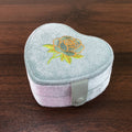 Soft Velvet Floral Embroidery Heart Jewelry Case 6H13HSJ157