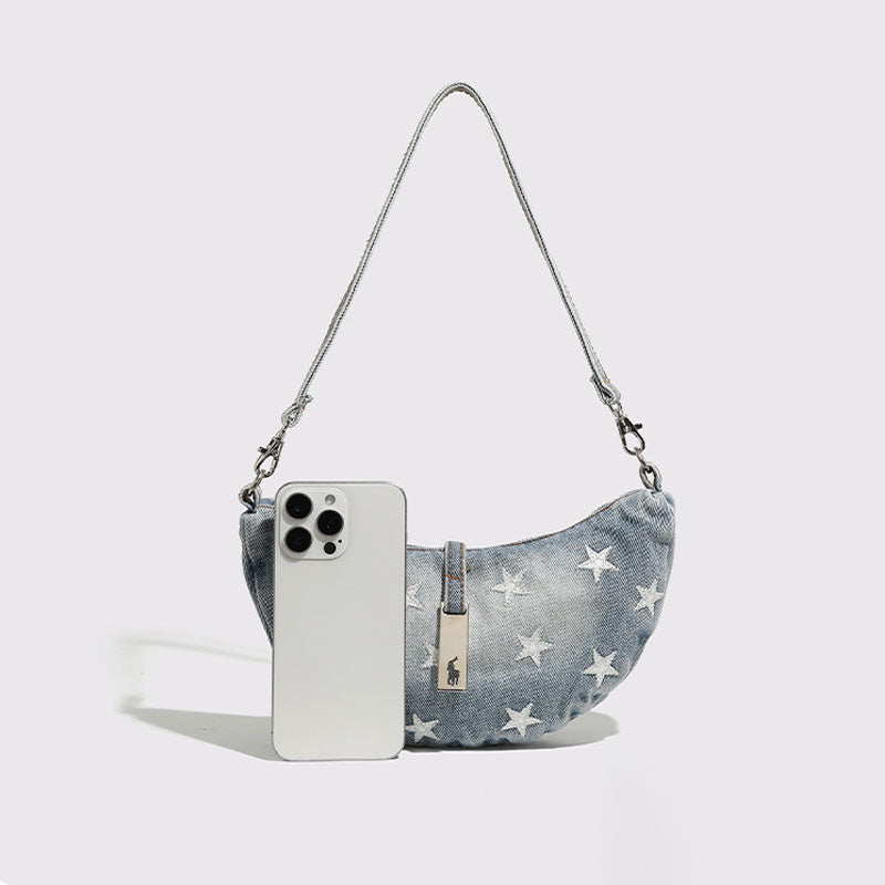Vintage Washed Star Print Half Moon Handbag 6W10BBG1335