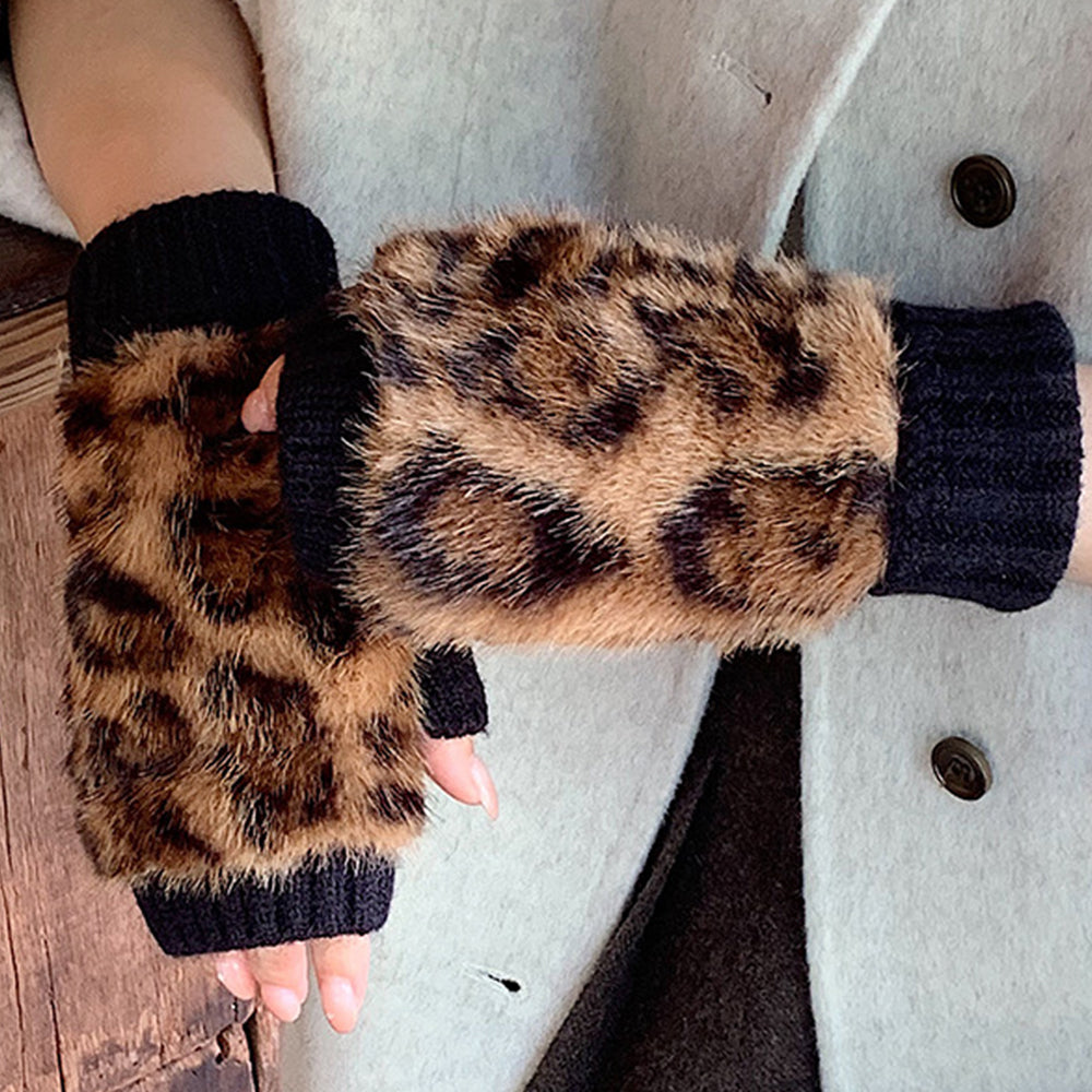 Faux Fur Fingerless Gloves - DippedShop Wholesale - #6067