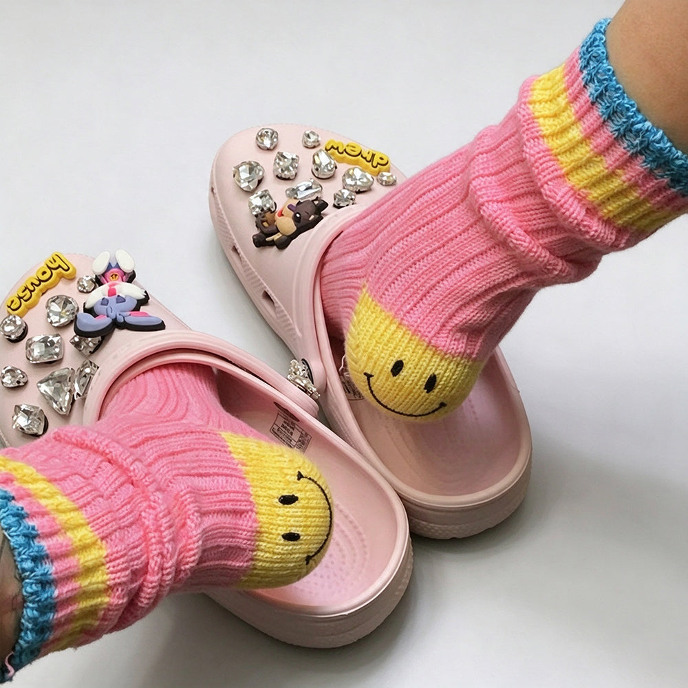 Cute Color Block Smiling Face Pattern Socks 6W8FSO1002