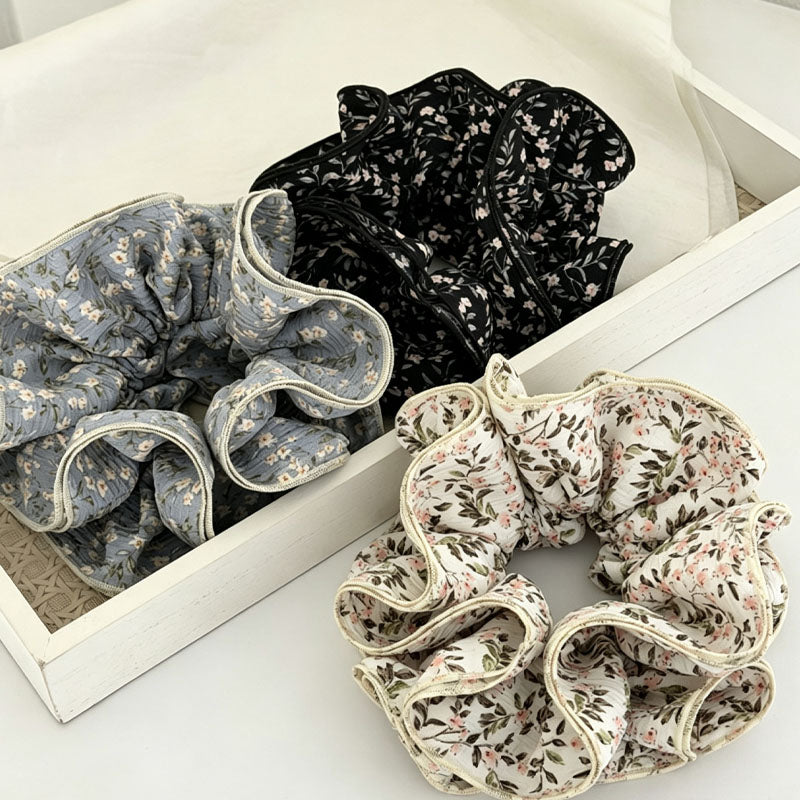 Sweet Floral Print Ruffled Hair Scrunchies 6W6HSR358