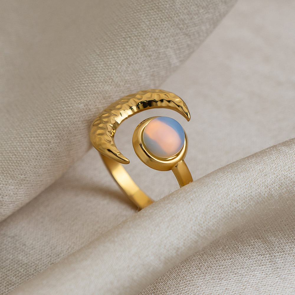 Moon Open Adjustable Ring - DippedShop Wholesale - #1507
