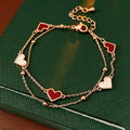 Chic Double Layer Heart Pendant Chain Bracelet 6W6JBR707