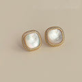 Minimalist Square Shell Gold Plated Stud Earrings 6W6JER948