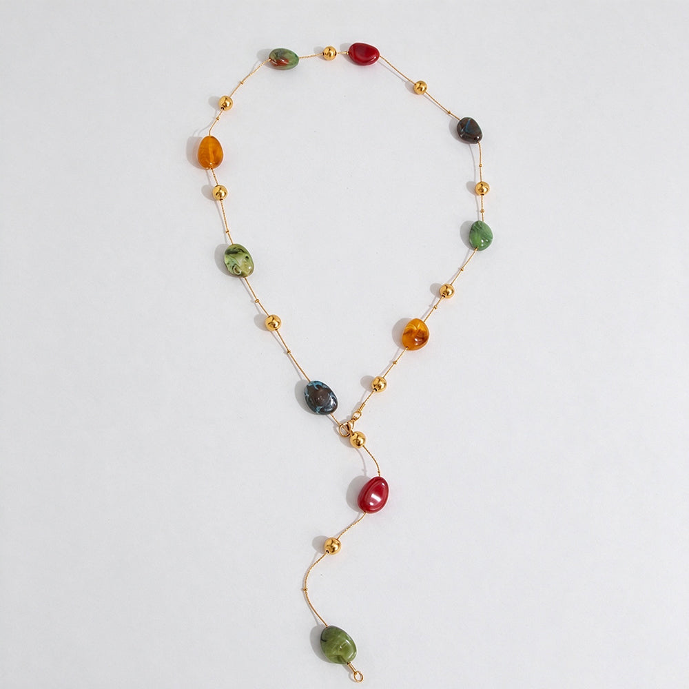 Resin Bead Long Necklace - DippedShop Wholesale - #0579